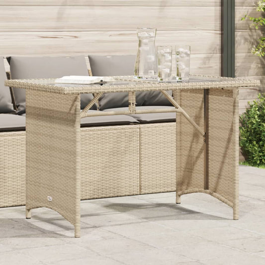 HKH Mesa de Jardim com Tampo de Vidro 110x68x70 Cm Vime Pe - Bege