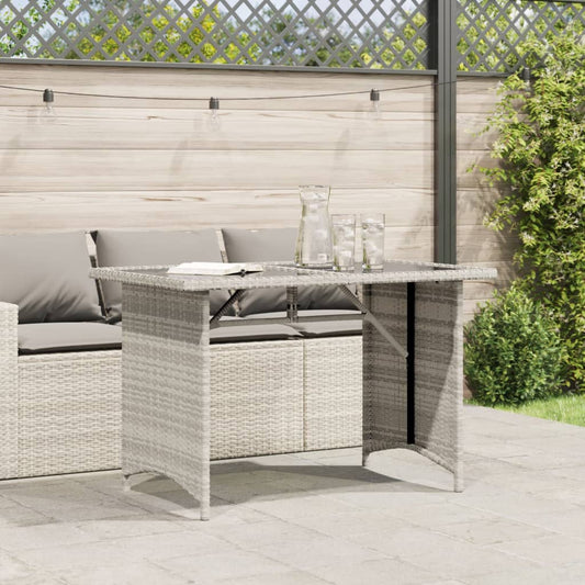 HKH Mesa Jardim C/ Tampo de Vidro 110x68x70 Cm Vime Pe Cinza-claro - Cinzento