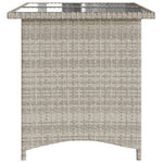 HKH Mesa Jardim C/ Tampo de Vidro 110x68x70 Cm Vime Pe Cinza-claro - Cinzento