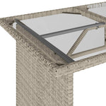 HKH Mesa Jardim C/ Tampo de Vidro 110x68x70 Cm Vime Pe Cinza-claro - Cinzento
