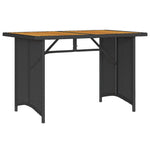 HKH Mesa de Jardim com Tampo de Madeira 110x68x70 Cm Vime Pe - Preto