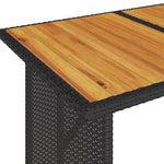 HKH Mesa de Jardim com Tampo de Madeira 110x68x70 Cm Vime Pe - Preto