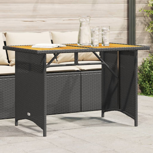HKH Mesa de Jardim com Tampo de Madeira 110x68x70 Cm Vime Pe - Preto