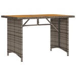 HKH Mesa de Jardim com Tampo de Madeira 110x68x70 Cm Vime Pe Cinza - Cinzento