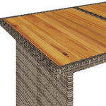 HKH Mesa de Jardim com Tampo de Madeira 110x68x70 Cm Vime Pe Cinza - Cinzento