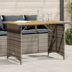 HKH Mesa de Jardim com Tampo de Madeira 110x68x70 Cm Vime Pe Cinza - Cinzento