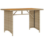 HKH Mesa de Jardim com Tampo de Madeira 110x68x70 Cm Vime Pe - Bege