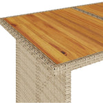 HKH Mesa de Jardim com Tampo de Madeira 110x68x70 Cm Vime Pe - Bege
