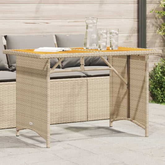 HKH Mesa de Jardim com Tampo de Madeira 110x68x70 Cm Vime Pe - Bege