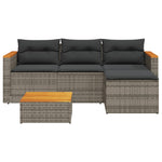 HKH 3 Pcs Conjunto Sofás de Jardim C/ Almofadões Vime Pe - Cinzento