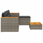 HKH 3 Pcs Conjunto Sofás de Jardim C/ Almofadões Vime Pe - Cinzento