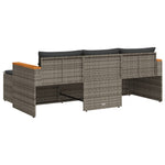 HKH 3 Pcs Conjunto Sofás de Jardim C/ Almofadões Vime Pe - Cinzento