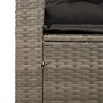 HKH 3 Pcs Conjunto Sofás de Jardim C/ Almofadões Vime Pe - Cinzento