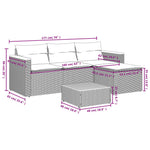 HKH 3 Pcs Conjunto Sofás de Jardim C/ Almofadões Vime Pe - Cinzento