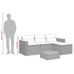 HKH 3 Pcs Conjunto Sofás de Jardim C/ Almofadões Vime Pe - Cinzento