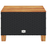 HKH Mesa de Jardim 55x55x36 Cm Vime Pe e Madeira de Acácia - Preto