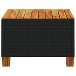 HKH Mesa de Jardim 55x55x36 Cm Vime Pe e Madeira de Acácia - Preto