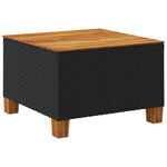 HKH Mesa de Jardim 55x55x36 Cm Vime Pe e Madeira de Acácia - Preto