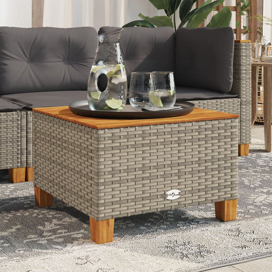 HKH Mesa de Jardim 55x55x36 Cm Vime Pe e Madeira de Acácia - Cinzento