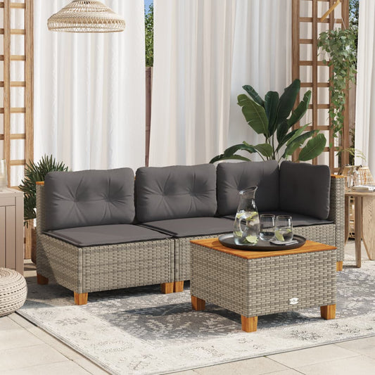 HKH Mesa de Jardim 55x55x36 Cm Vime Pe e Madeira de Acácia - Cinzento