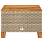 HKH Mesa de Jardim 55x55x36 Cm Vime Pe e Madeira de Acácia - Bege