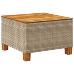 HKH Mesa de Jardim 55x55x36 Cm Vime Pe e Madeira de Acácia - Bege