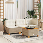 HKH Mesa de Jardim 55x55x36 Cm Vime Pe e Madeira de Acácia - Bege