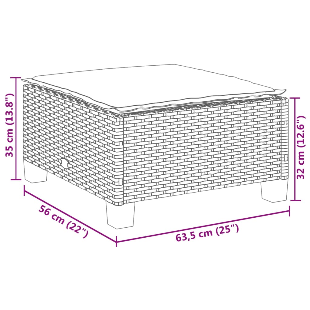 HKH Banco de Jardim com Almofadão 63,5x56x32 Cm Vime Pe - Preto