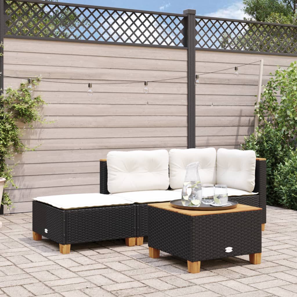 HKH Banco de Jardim com Almofadão 63,5x56x32 Cm Vime Pe - Preto