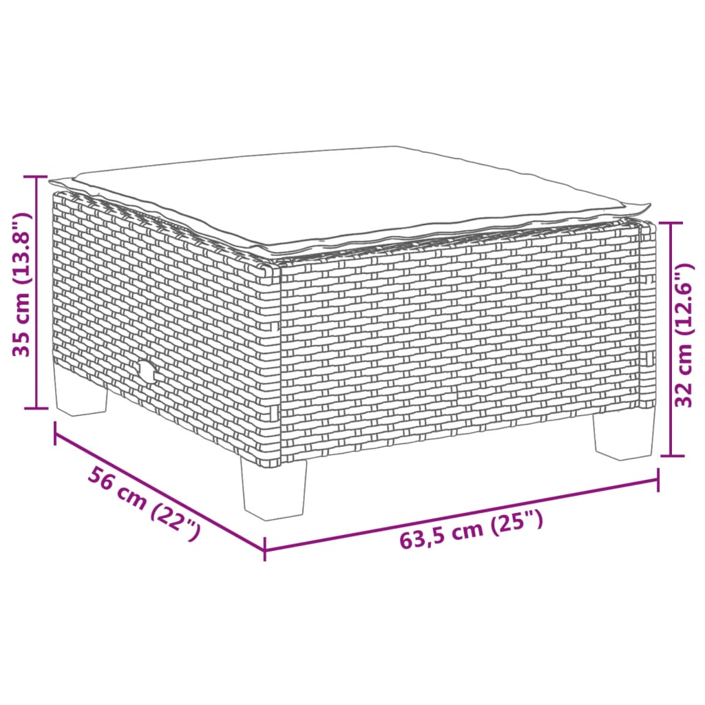 HKH Banco de Jardim com Almofadão 63,5x56x32 Cm Vime Pe - Cinzento