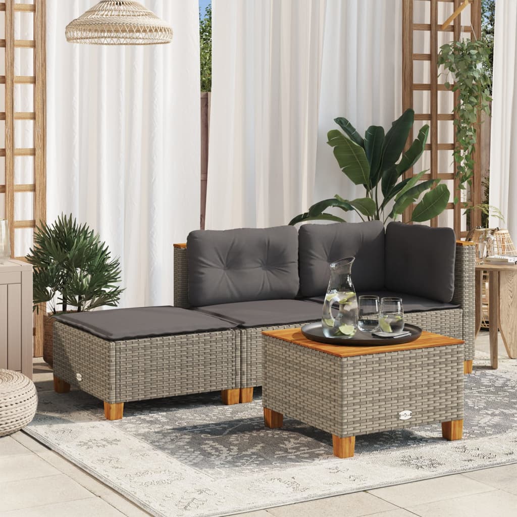 HKH Banco de Jardim com Almofadão 63,5x56x32 Cm Vime Pe - Cinzento