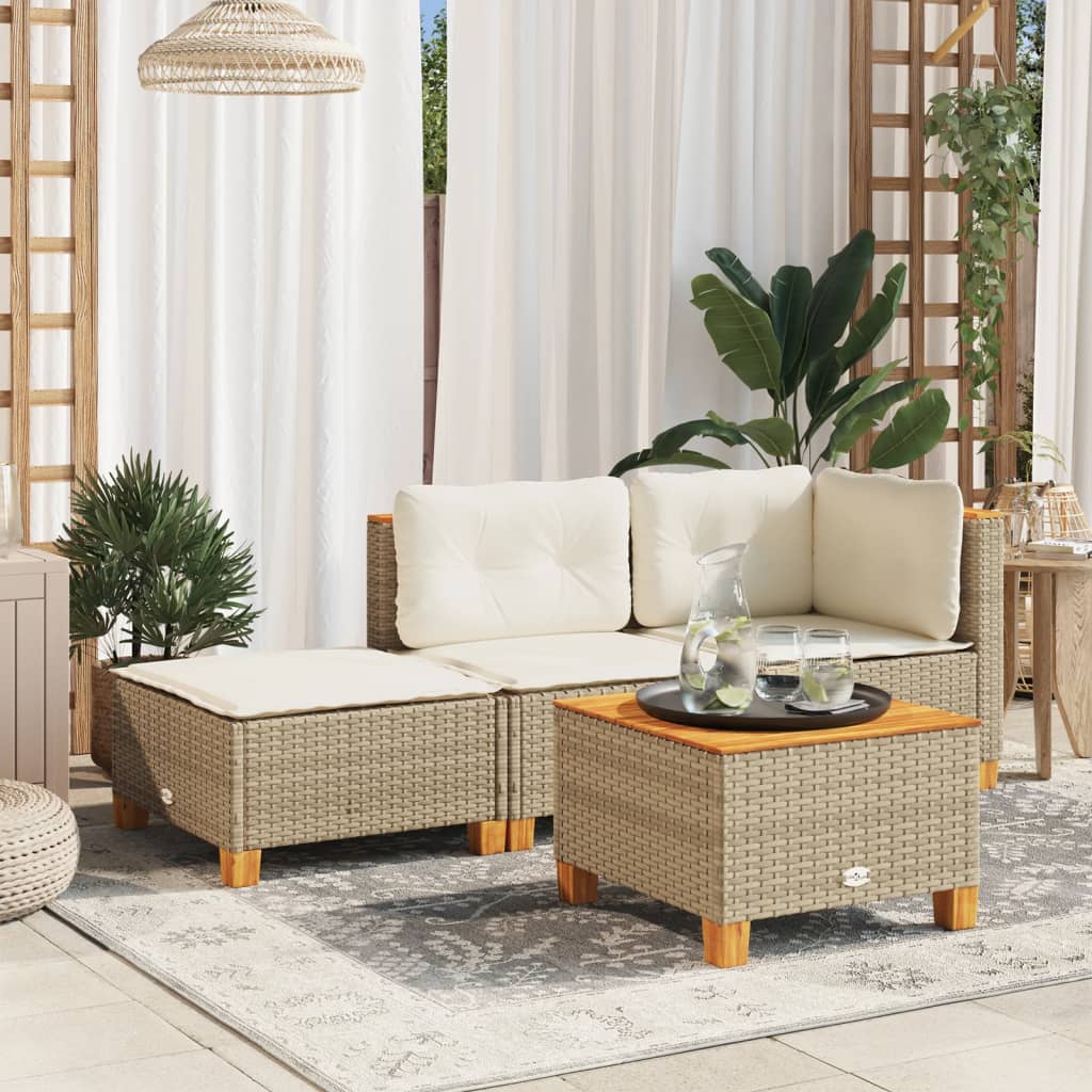 HKH Banco de Jardim com Almofada 63,5x56x32 Cm Vime Pe - Bege