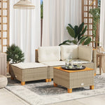 HKH Banco de jardín con cojín 63,5x56x32 Cm Ratán PE - Beige