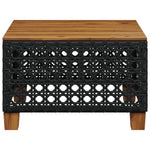 HKH Mesa de Jardim 55x55x36 Cm Vime Pe e Madeira de Acácia - Preto