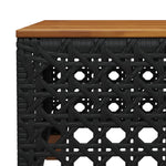 HKH Mesa de Jardim 55x55x36 Cm Vime Pe e Madeira de Acácia - Preto
