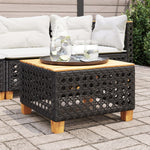 HKH Mesa de Jardim 55x55x36 Cm Vime Pe e Madeira de Acácia - Preto
