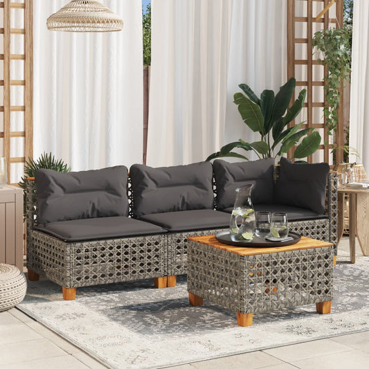 HKH Mesa de Jardim 55x55x36 Cm Vime Pe e Madeira de Acácia - Cinzento