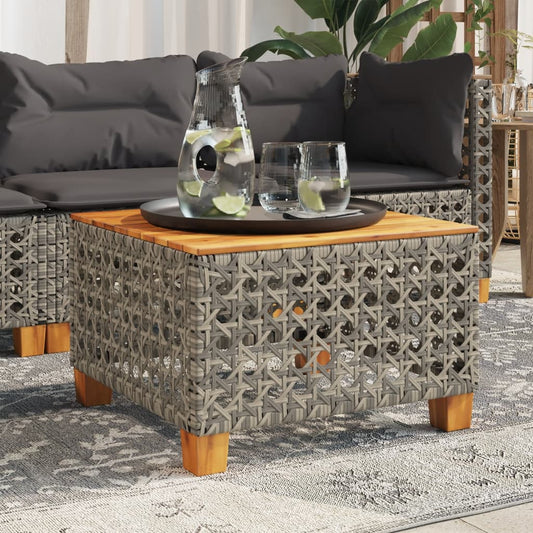 HKH Mesa de Jardim 55x55x36 Cm Vime Pe e Madeira de Acácia - Cinzento