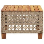 HKH Mesa de Jardim 55x55x36 Cm Vime Pe e Madeira de Acácia - Bege