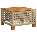 HKH Mesa de Jardim 55x55x36 Cm Vime Pe e Madeira de Acácia - Bege