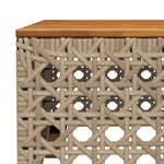 HKH Mesa de Jardim 55x55x36 Cm Vime Pe e Madeira de Acácia - Bege