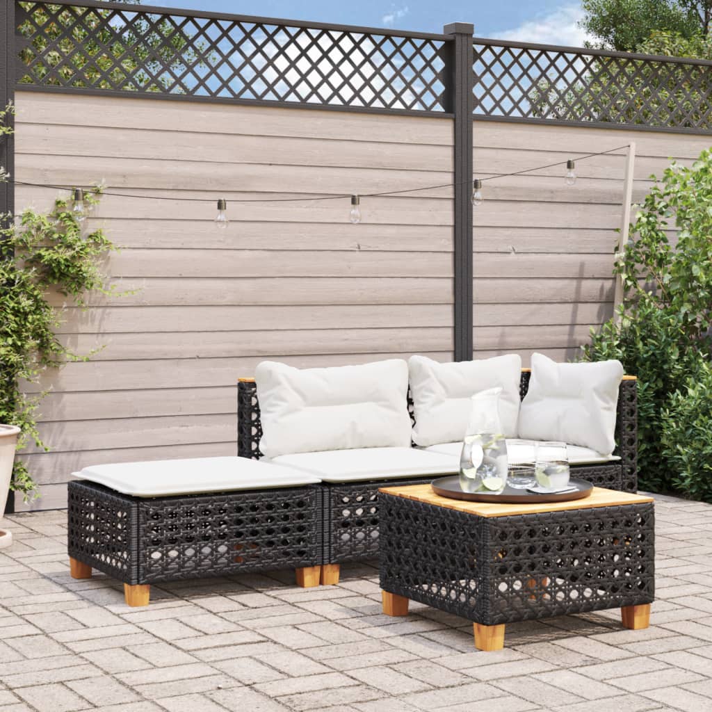 HKH Banco de Jardim com Almofadão 63,5x56x32 Cm Vime Pe - Preto