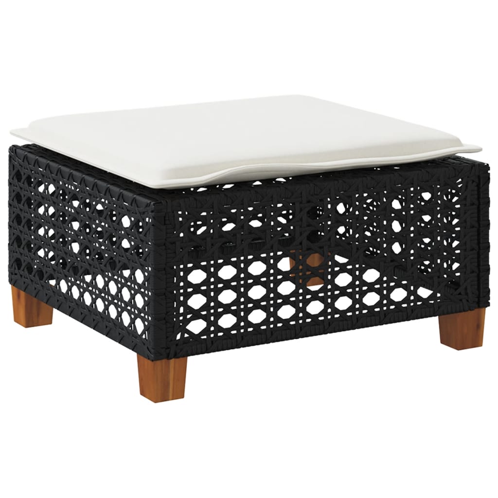 HKH Banco de Jardín con Cojín 63,5x56x32 Cm Ratán Pe - Negro