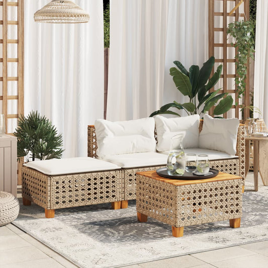 HKH Banco de Jardim com Almofada 63,5x56x32 Cm Vime Pe - Bege