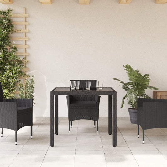 HKH Mesa de Jardim com Tampo de Vidro Vime Pe - Preto