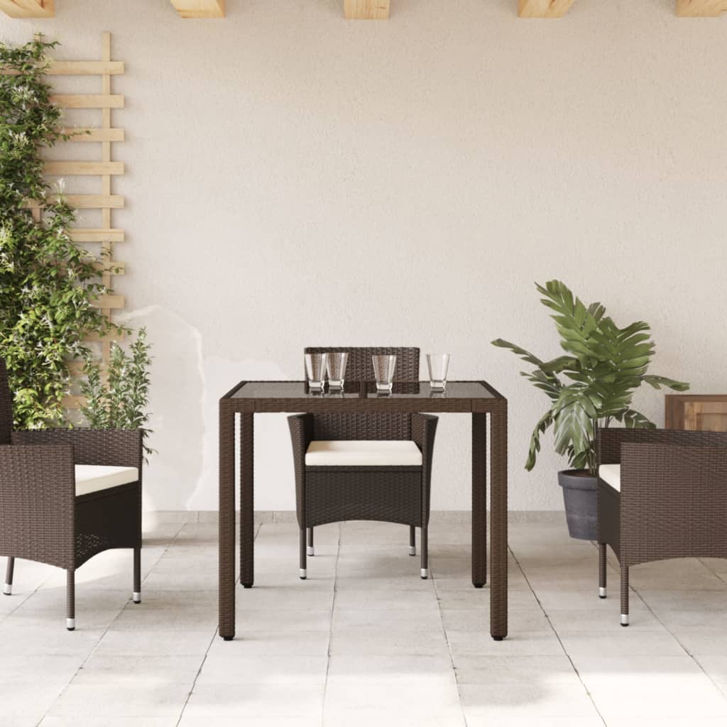 HKH Mesa de Jardim com Tampo de Vidro Vime Pe Castanho - Marrom