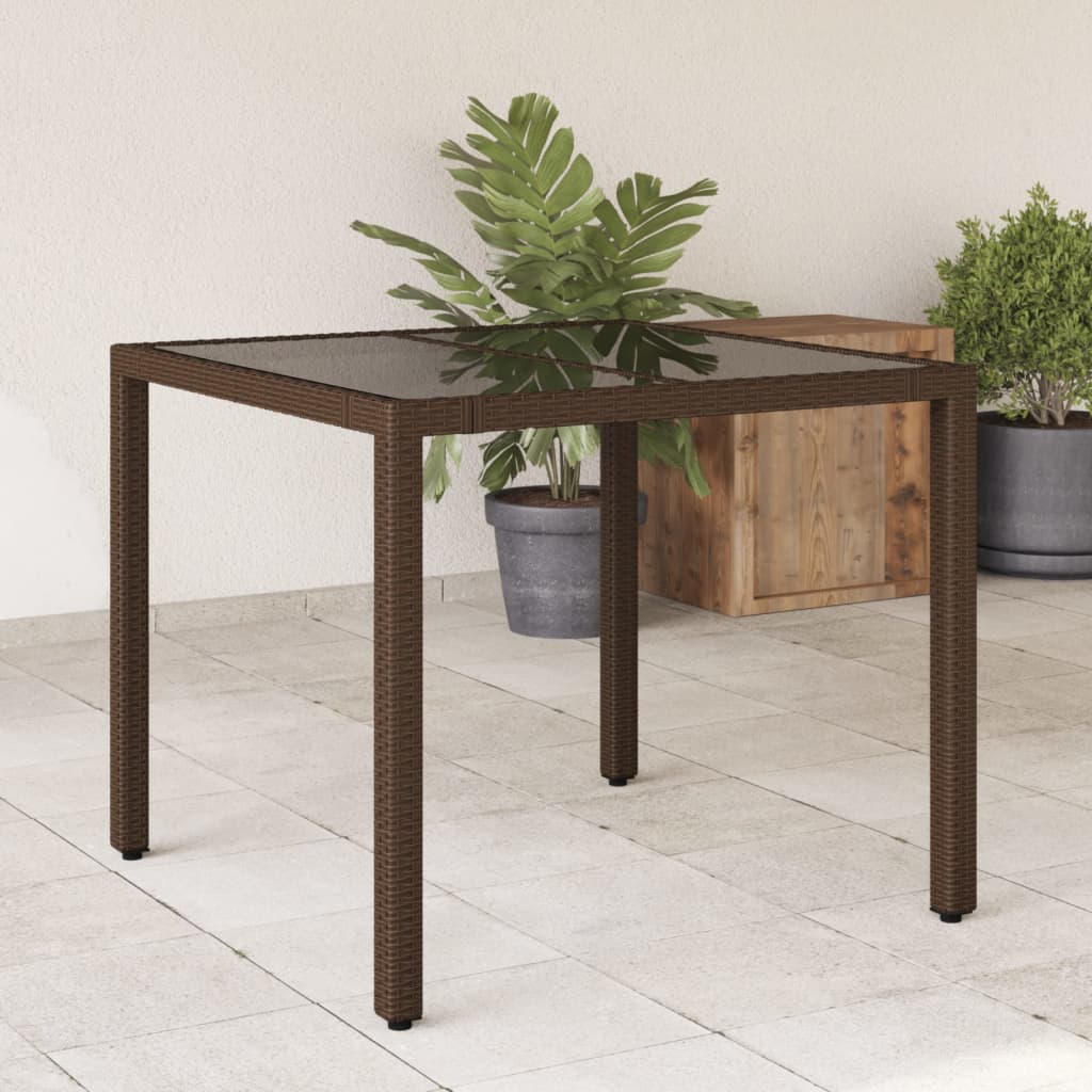 HKH Mesa de Jardim com Tampo de Vidro Vime Pe Castanho - Marrom