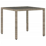 HKH Mesa de Jardim com Tampo de Vidro Vime Pe - Cinzento