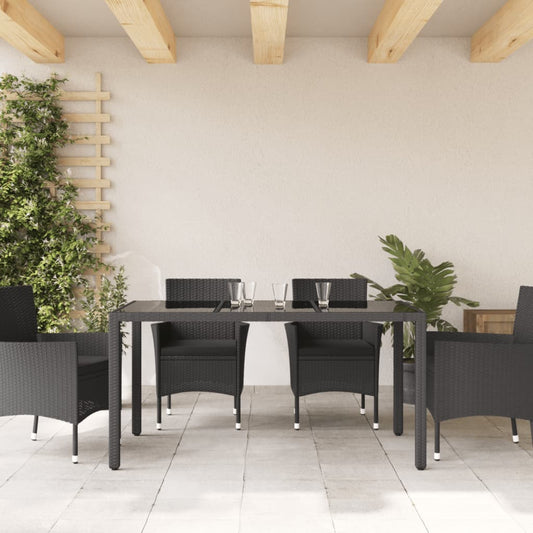 HKH Mesa de Jardim com Tampo de Vidro Vime Pe - Preto