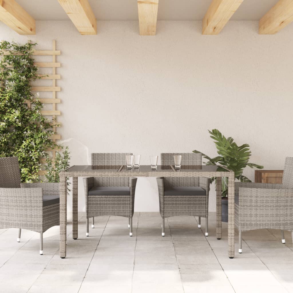 HKH Mesa de Jardim com Tampo de Vidro Vime Pe - Cinzento